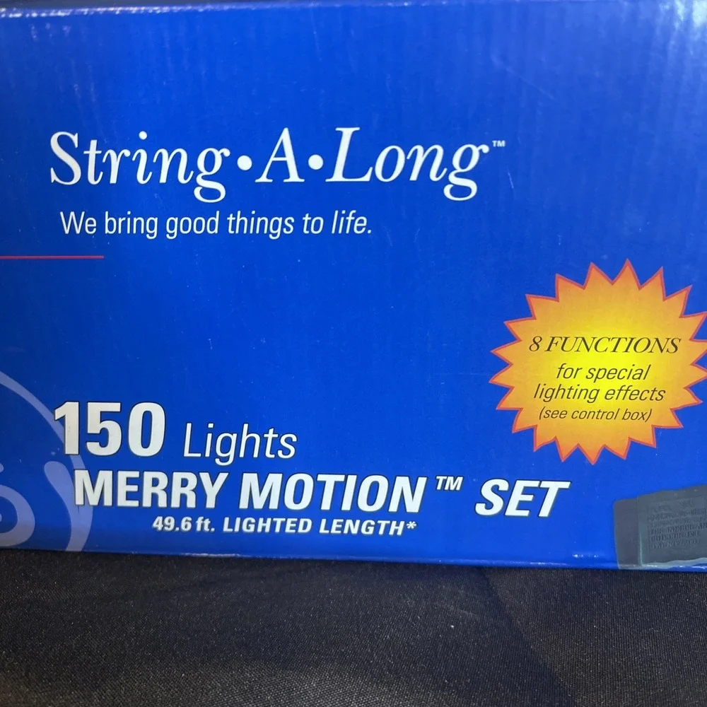 Vtg- GE 150 String A Long Merry Motion Lights -8 Functions Stays Lit 49.6ft RARE